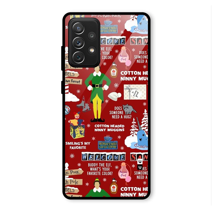 Christmas Cute Doodles Glass Back Case for Galaxy A72