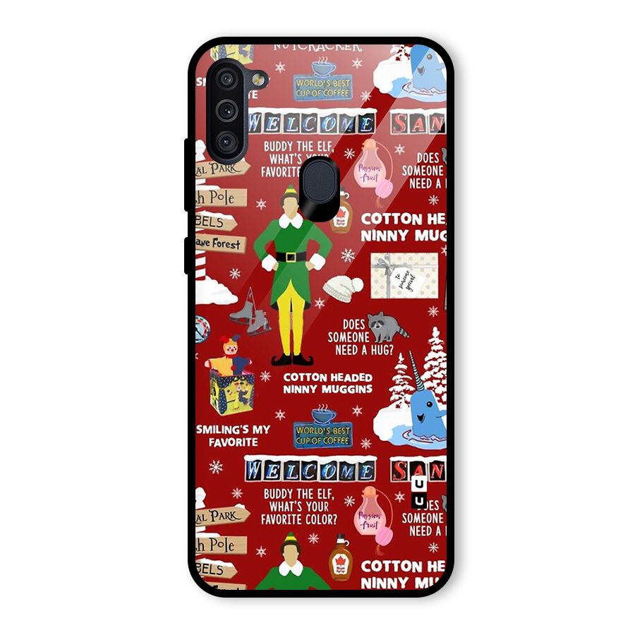 Christmas Cute Doodles Glass Back Case for Galaxy M11