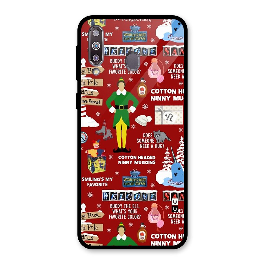 Christmas Cute Doodles Glass Back Case for Galaxy M30