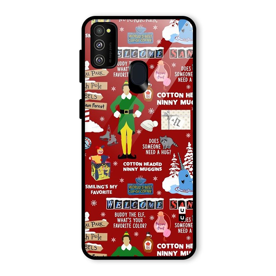 Christmas Cute Doodles Glass Back Case for Galaxy M30s