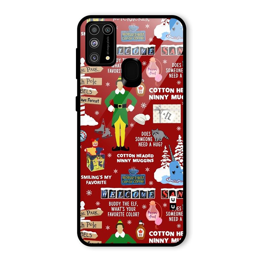Christmas Cute Doodles Glass Back Case for Galaxy M31