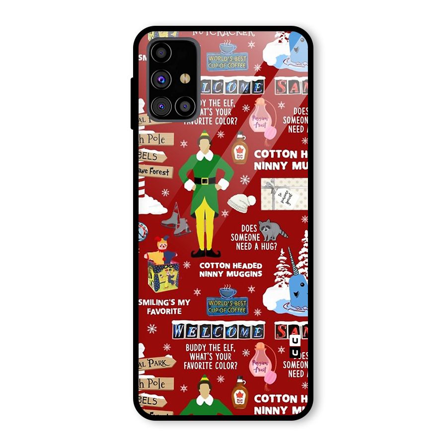 Christmas Cute Doodles Glass Back Case for Galaxy M31s