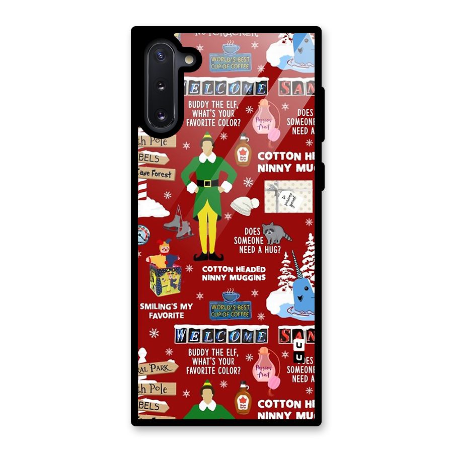 Christmas Cute Doodles Glass Back Case for Galaxy Note 10