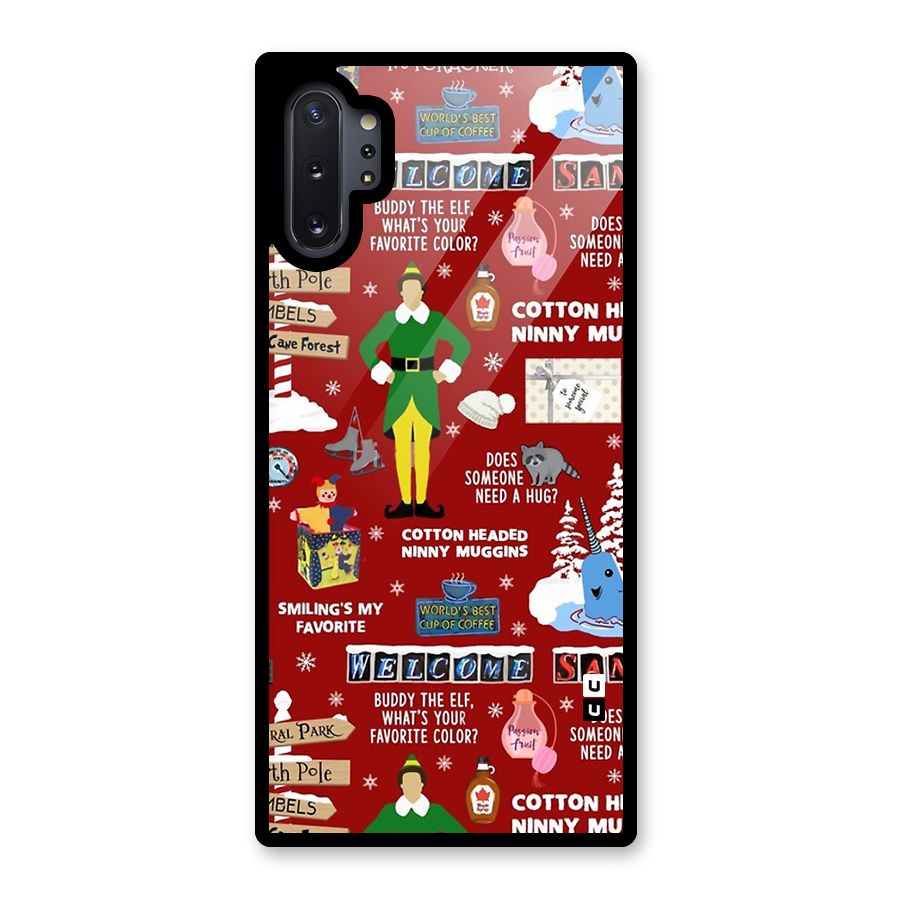 Christmas Cute Doodles Glass Back Case for Galaxy Note 10 Plus