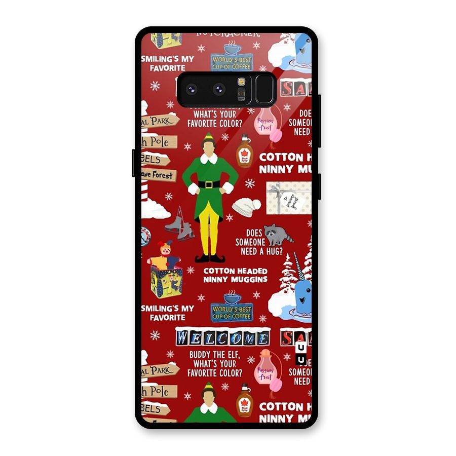 Christmas Cute Doodles Glass Back Case for Galaxy Note 8