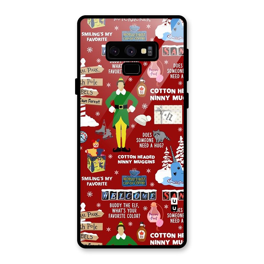 Christmas Cute Doodles Glass Back Case for Galaxy Note 9