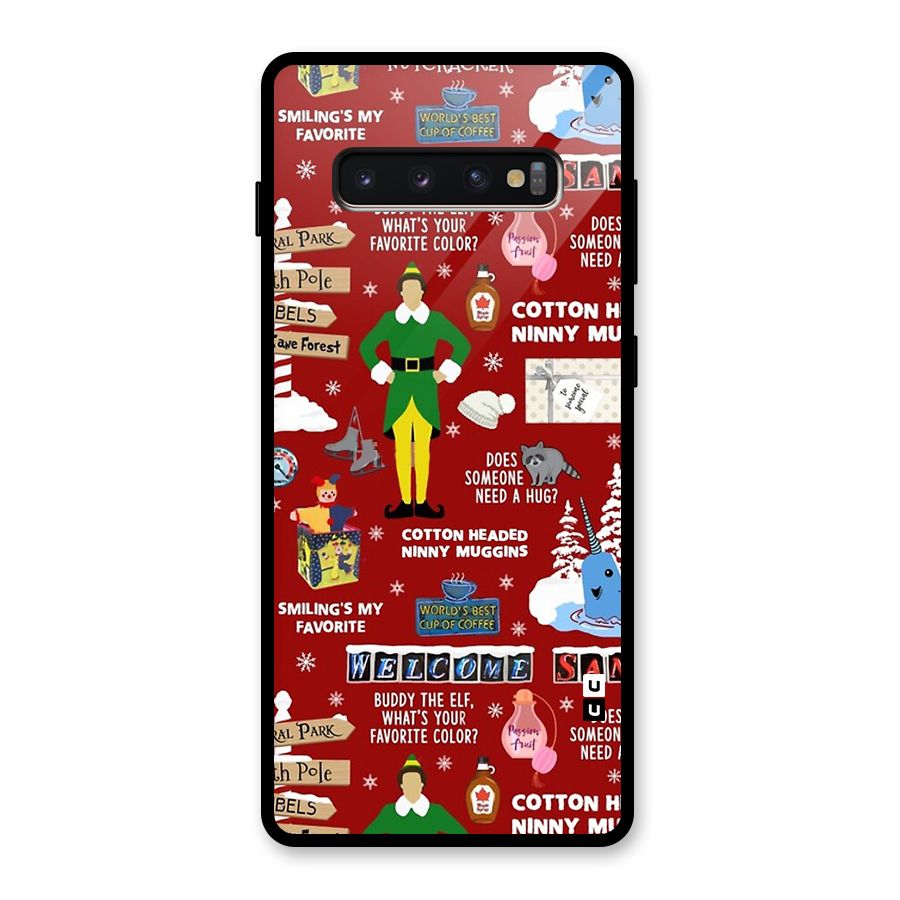 Christmas Cute Doodles Glass Back Case for Galaxy S10 Plus