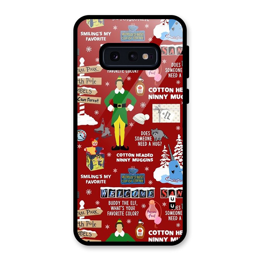Christmas Cute Doodles Glass Back Case for Galaxy S10e