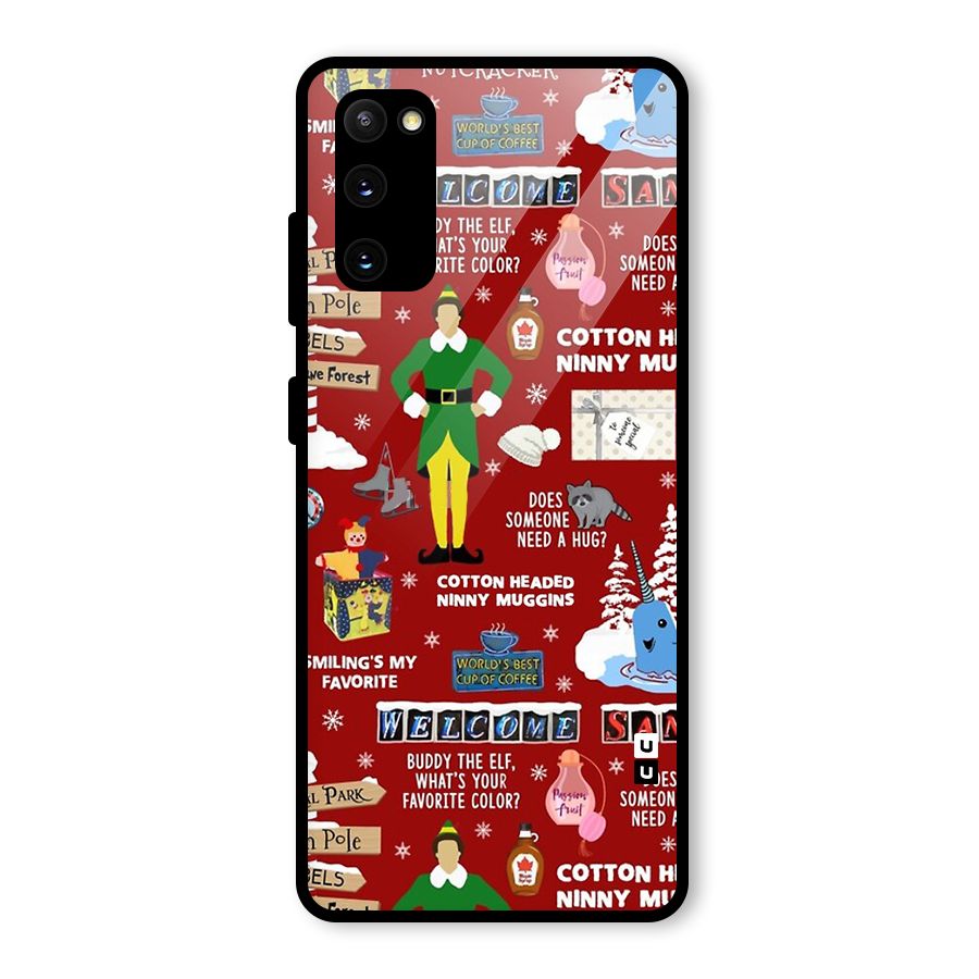 Christmas Cute Doodles Glass Back Case for Galaxy S20 FE 5G