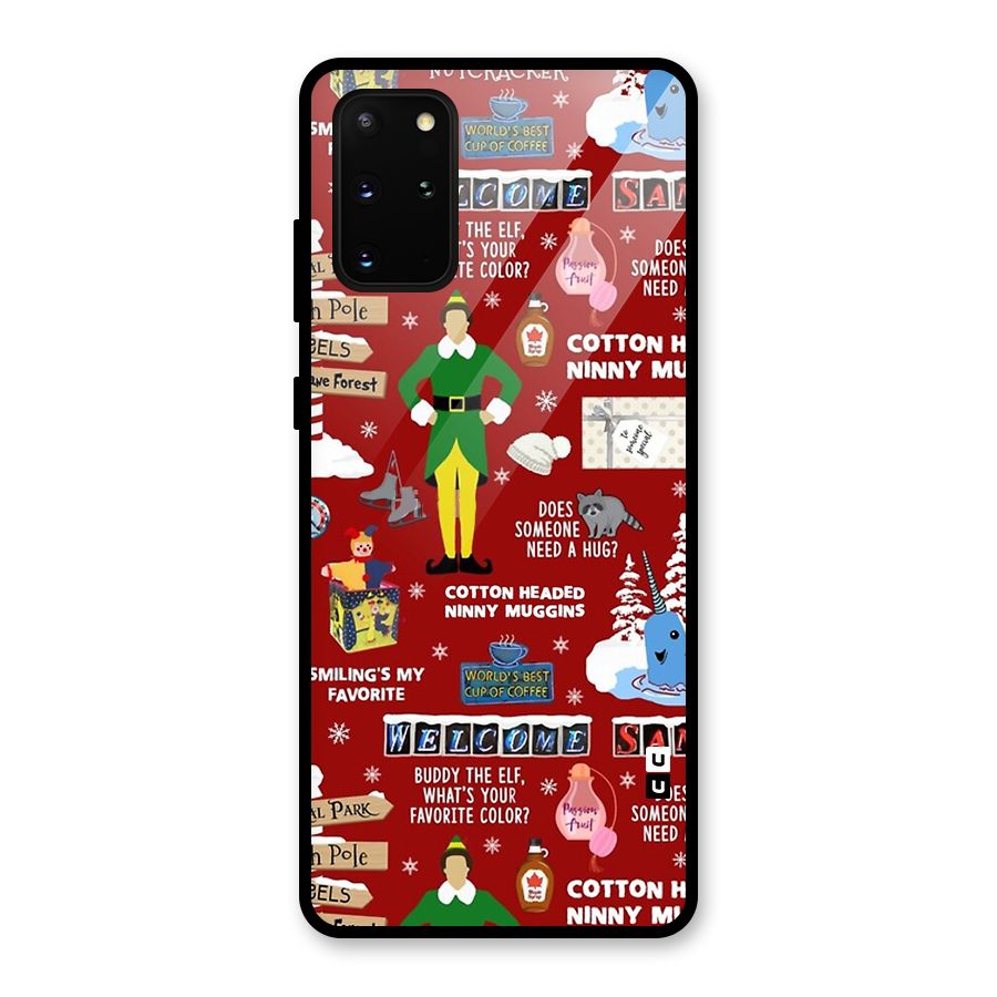 Christmas Cute Doodles Glass Back Case for Galaxy S20 Plus