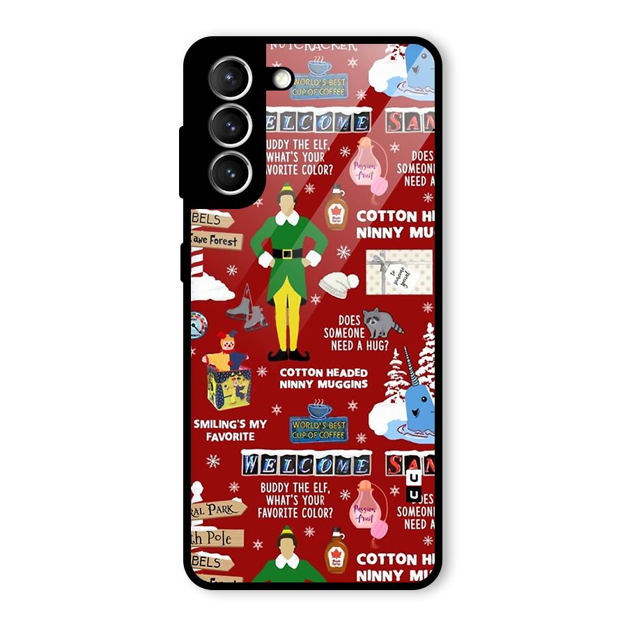 Christmas Cute Doodles Glass Back Case for Galaxy S21 5G