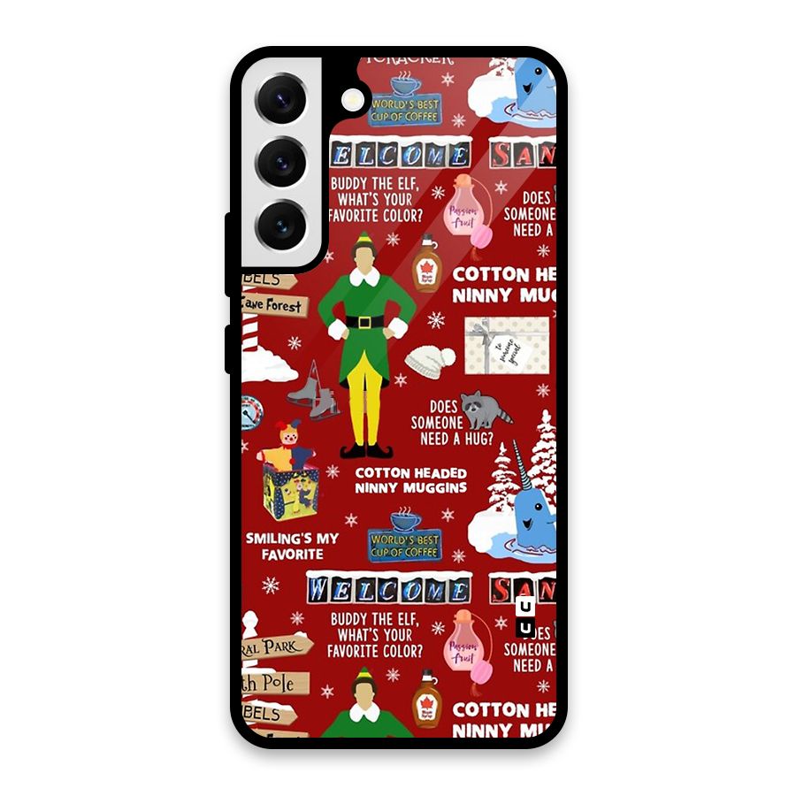 Christmas Cute Doodles Glass Back Case for Galaxy S22 Plus 5G