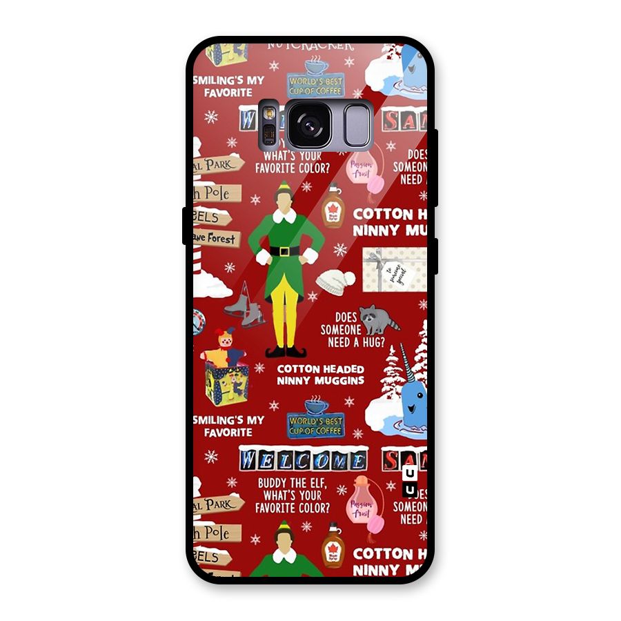 Christmas Cute Doodles Glass Back Case for Galaxy S8