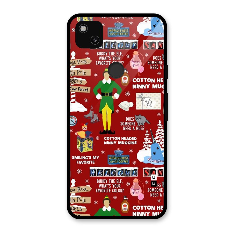 Christmas Cute Doodles Glass Back Case for Google Pixel 4a