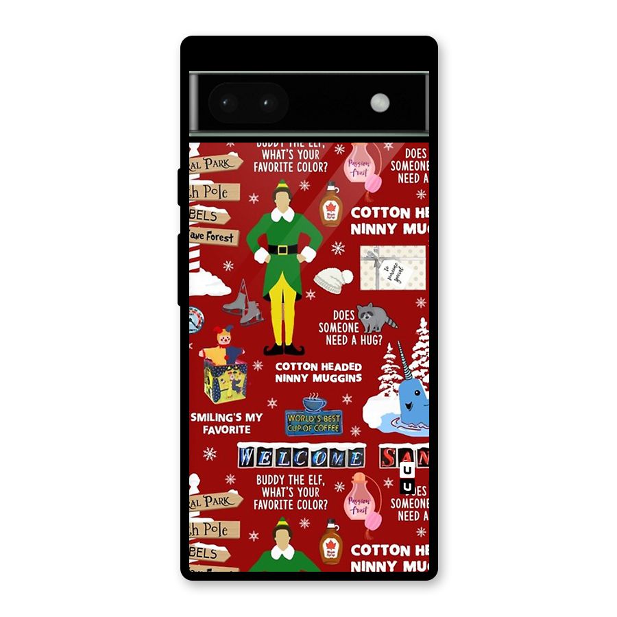 Christmas Cute Doodles Glass Back Case for Google Pixel 6a