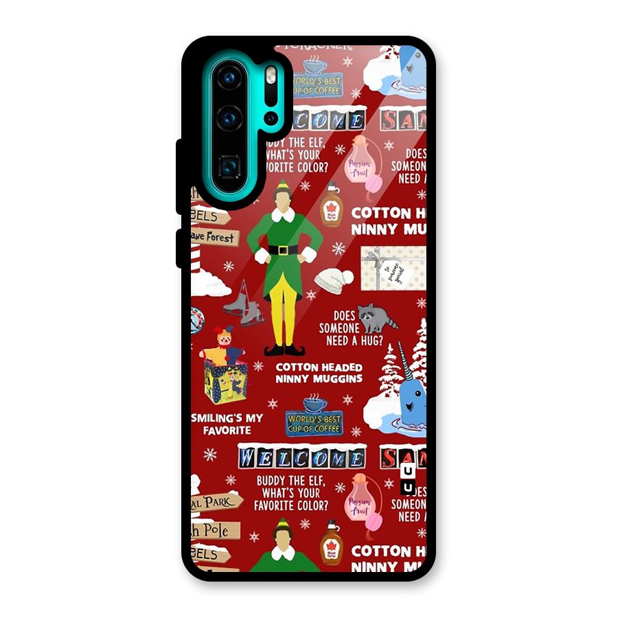 Christmas Cute Doodles Glass Back Case for Huawei P30 Pro