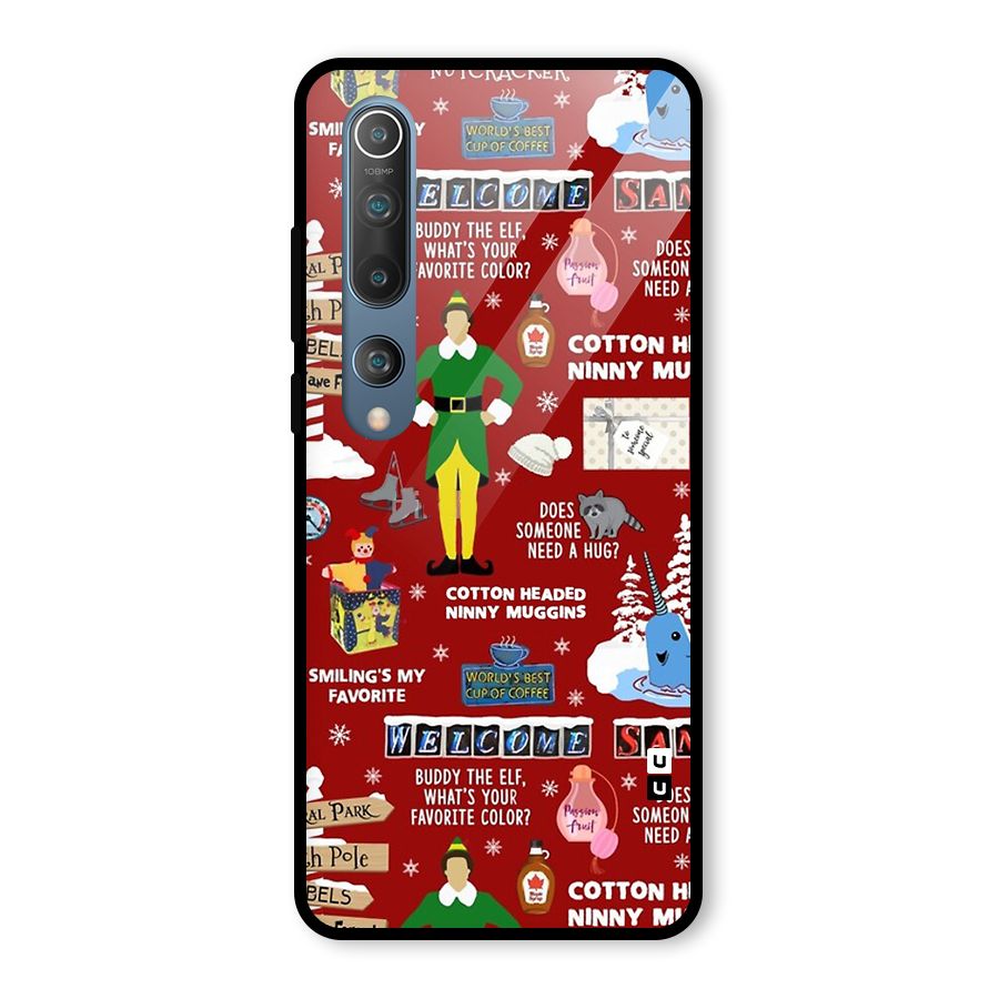 Christmas Cute Doodles Glass Back Case for Mi 10