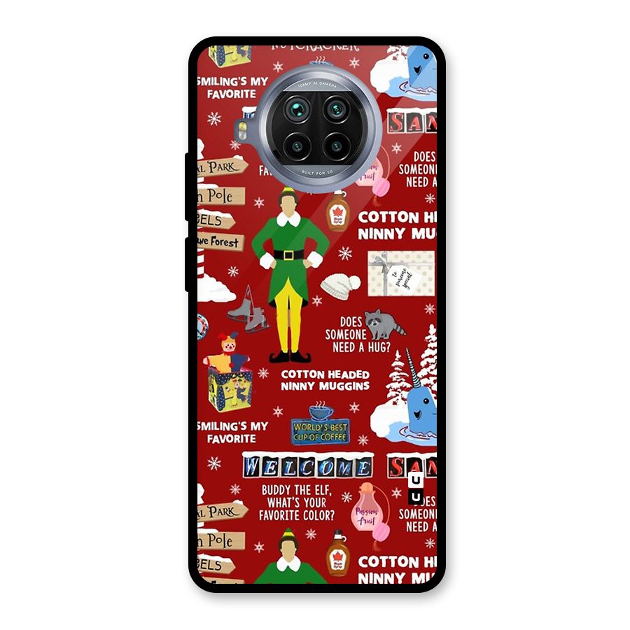 Christmas Cute Doodles Glass Back Case for Mi 10i