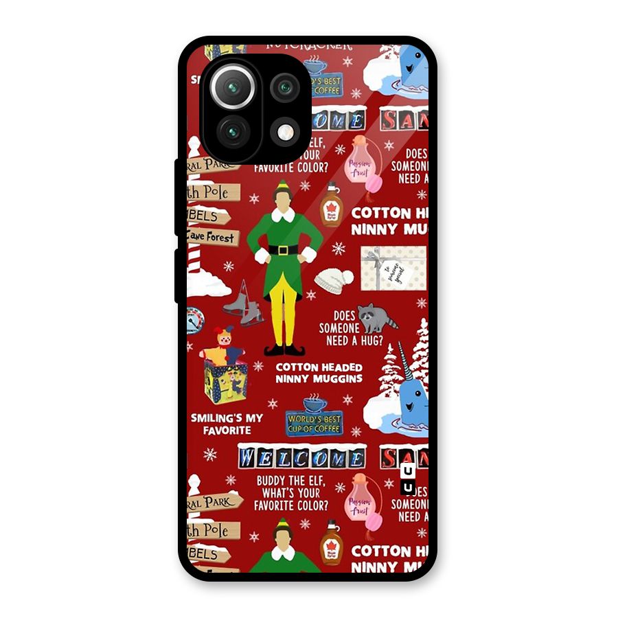 Christmas Cute Doodles Glass Back Case for Mi 11 Lite