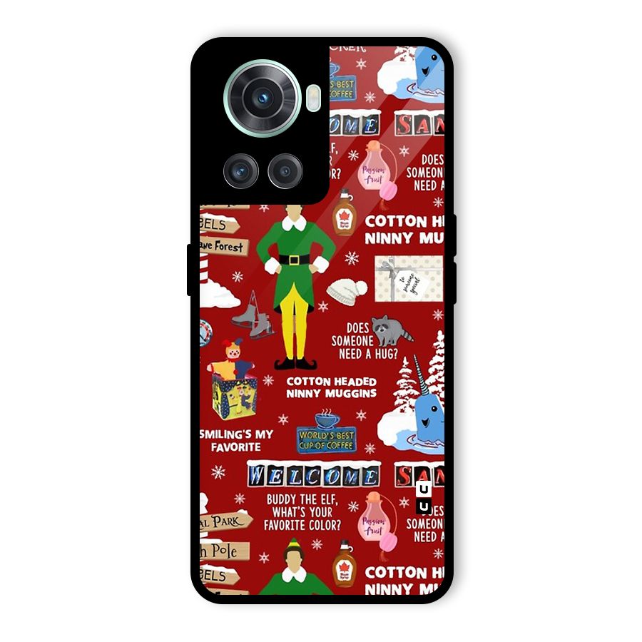 Christmas Cute Doodles Glass Back Case for OnePlus 10R