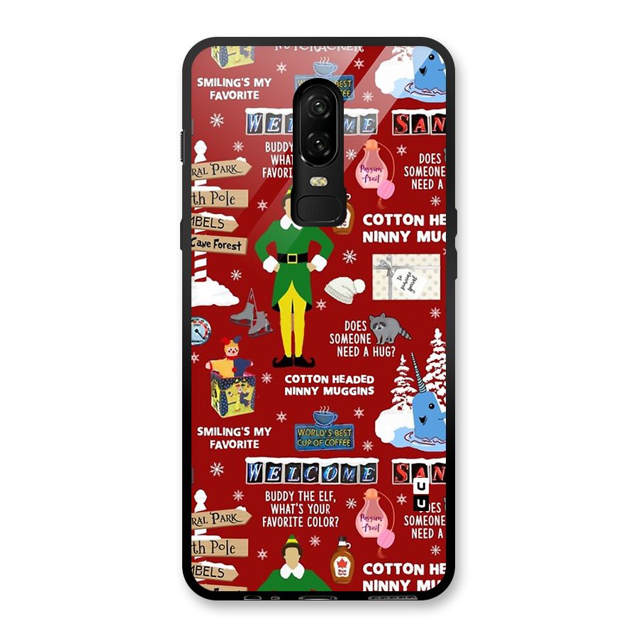 Christmas Cute Doodles Glass Back Case for OnePlus 6