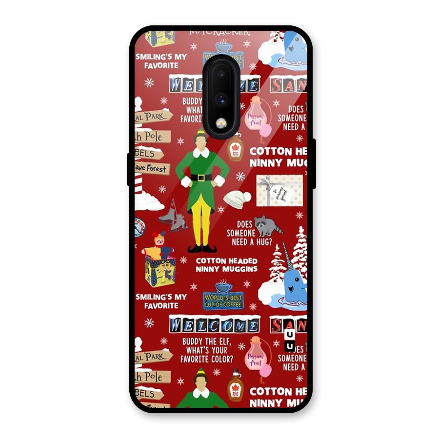Christmas Cute Doodles Glass Back Case for OnePlus 7
