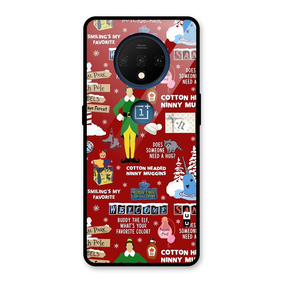 Christmas Cute Doodles Glass Back Case for OnePlus 7T
