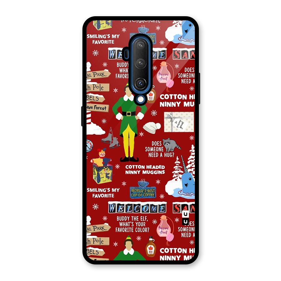 Christmas Cute Doodles Glass Back Case for OnePlus 7T Pro