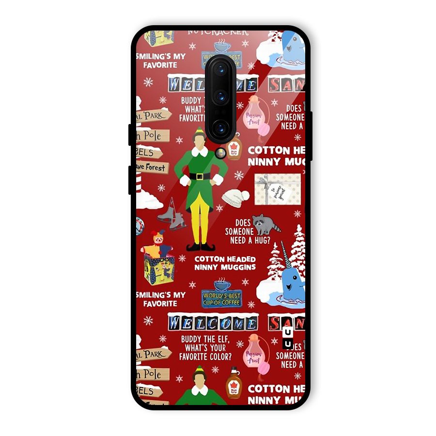 Christmas Cute Doodles Glass Back Case for OnePlus 7 Pro