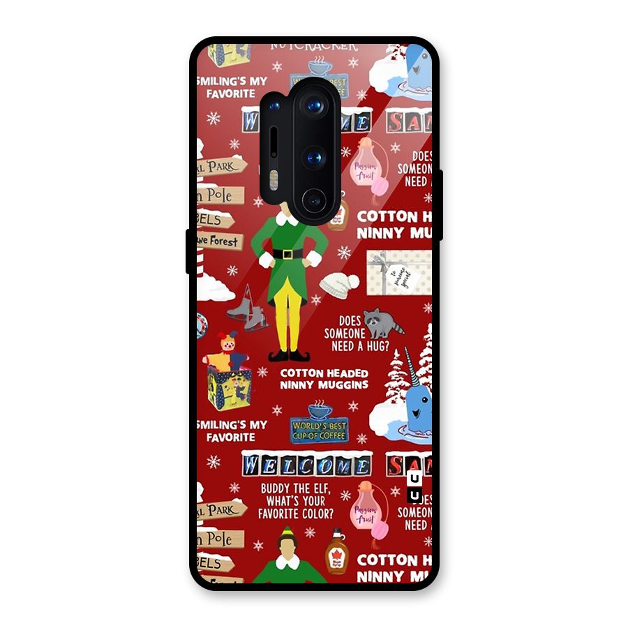 Christmas Cute Doodles Glass Back Case for OnePlus 8 Pro