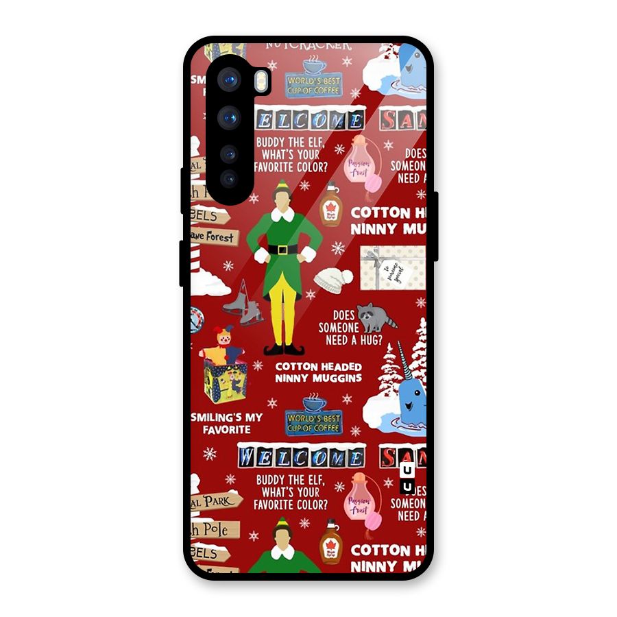 Christmas Cute Doodles Glass Back Case for OnePlus Nord