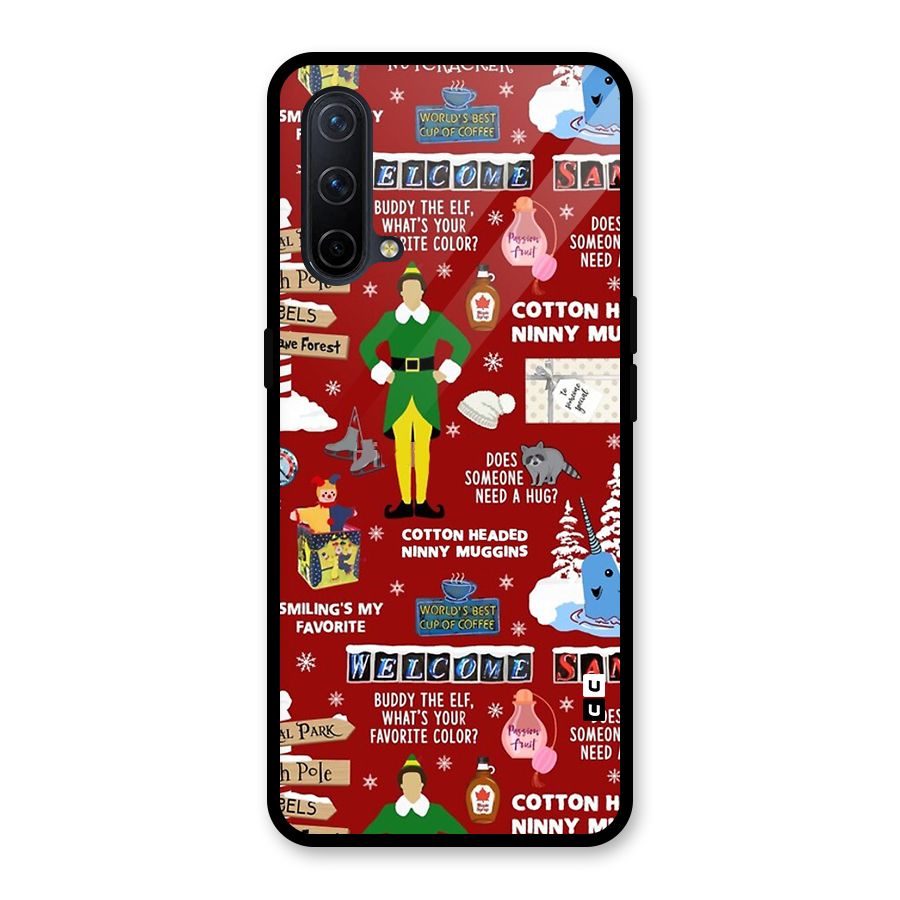 Christmas Cute Doodles Glass Back Case for OnePlus Nord CE 5G