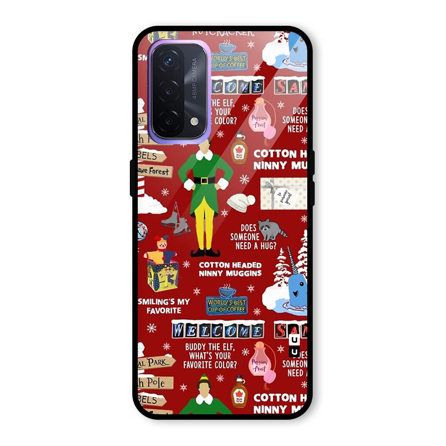 Christmas Cute Doodles Glass Back Case for Oppo A74 5G