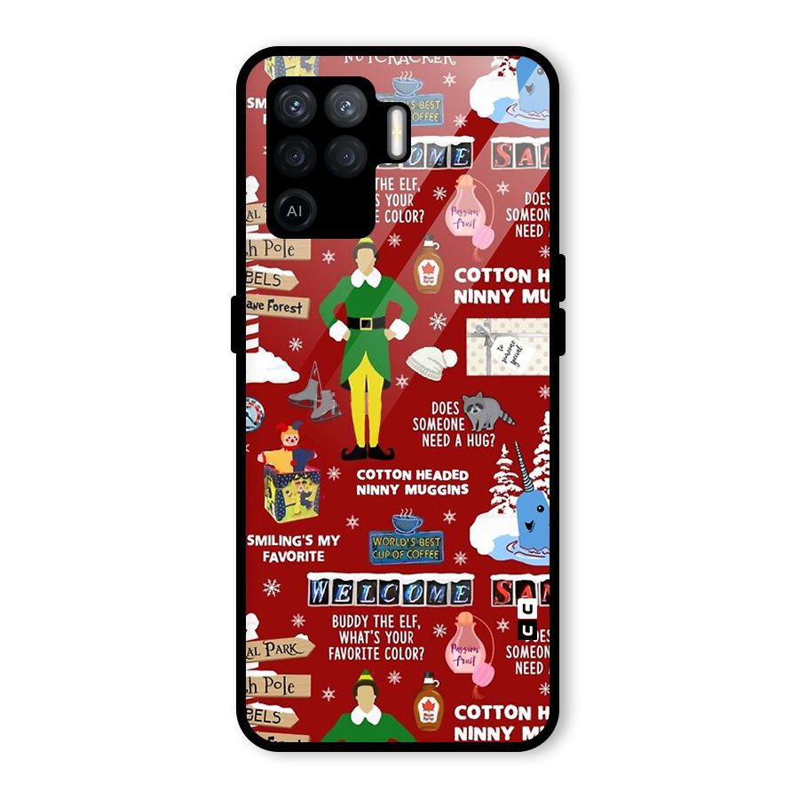 Christmas Cute Doodles Glass Back Case for Oppo F19 Pro