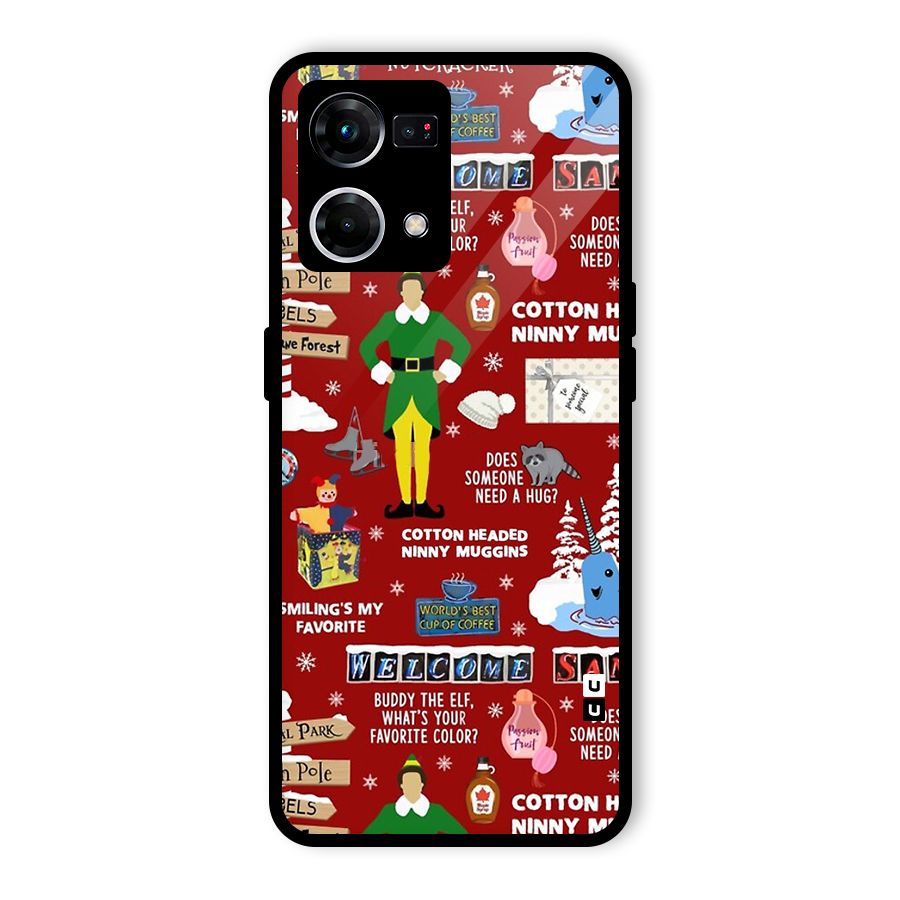 Christmas Cute Doodles Glass Back Case for Oppo F21s Pro 4G