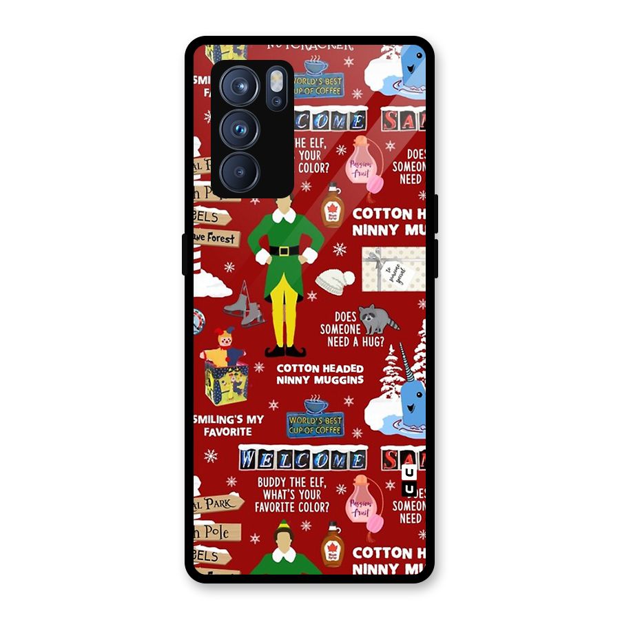 Christmas Cute Doodles Glass Back Case for Oppo Reno6 Pro 5G