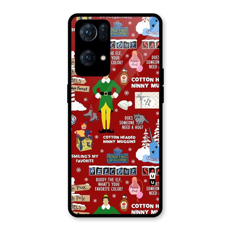 Christmas Cute Doodles Glass Back Case for Oppo Reno7 Pro 5G