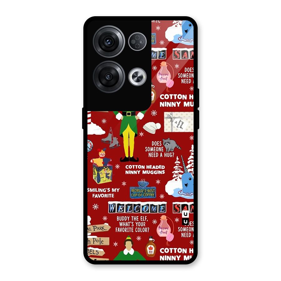 Christmas Cute Doodles Glass Back Case for Oppo Reno8 Pro 5G