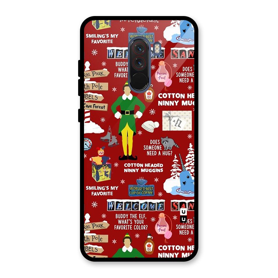 Christmas Cute Doodles Glass Back Case for Poco F1