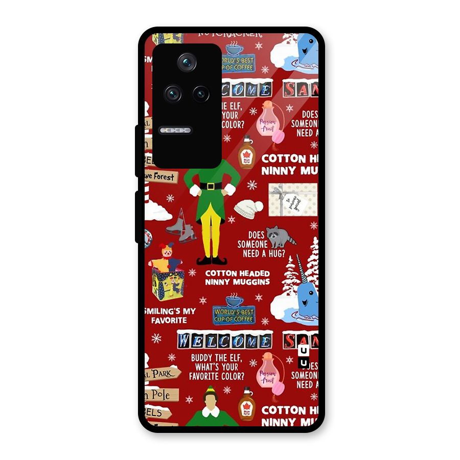 Christmas Cute Doodles Glass Back Case for Poco F4 5G