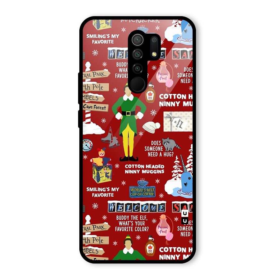 Christmas Cute Doodles Glass Back Case for Poco M2