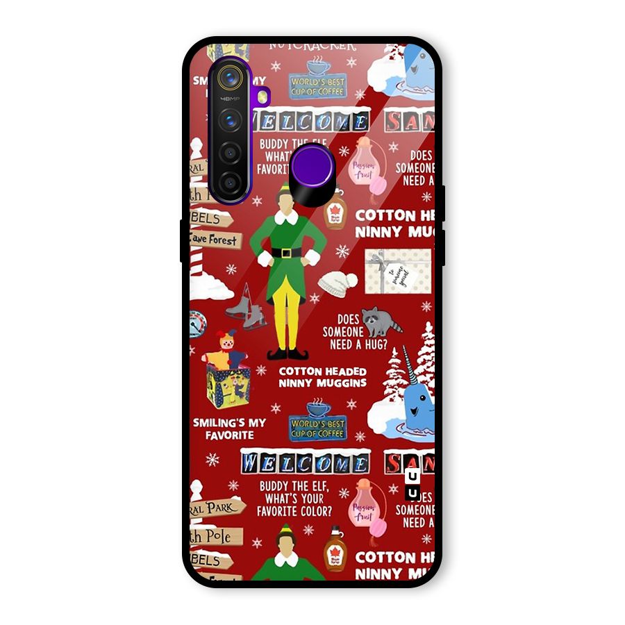 Christmas Cute Doodles Glass Back Case for Realme 5 Pro