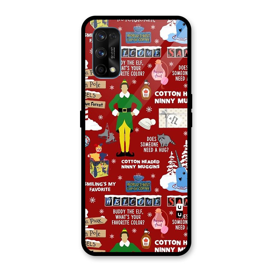 Christmas Cute Doodles Glass Back Case for Realme 7 Pro