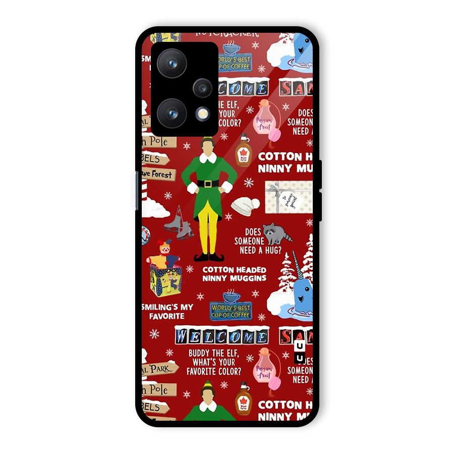 Christmas Cute Doodles Glass Back Case for Realme 9 Pro 5G