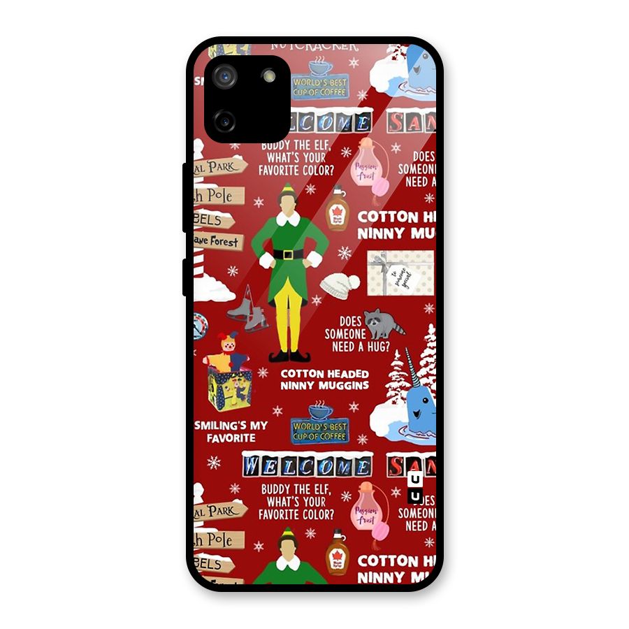 Christmas Cute Doodles Glass Back Case for Realme C11