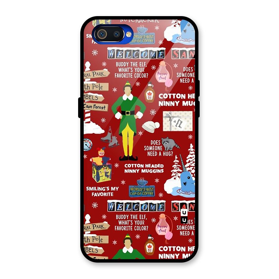 Christmas Cute Doodles Glass Back Case for Realme C2