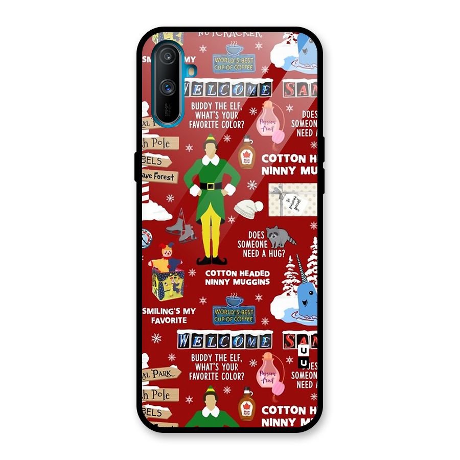 Christmas Cute Doodles Glass Back Case for Realme C3
