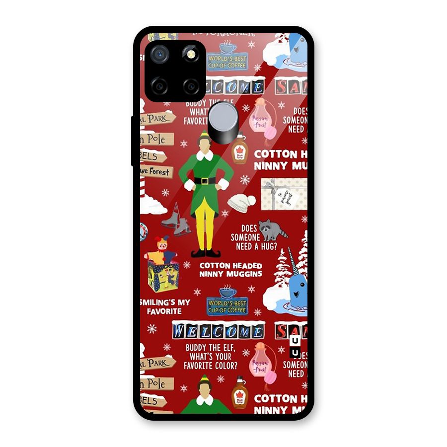Christmas Cute Doodles Glass Back Case for Realme Narzo 20