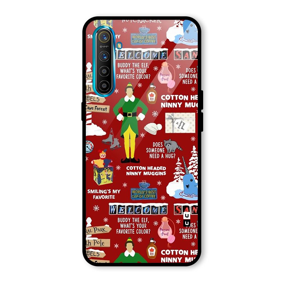 Christmas Cute Doodles Glass Back Case for Realme X2