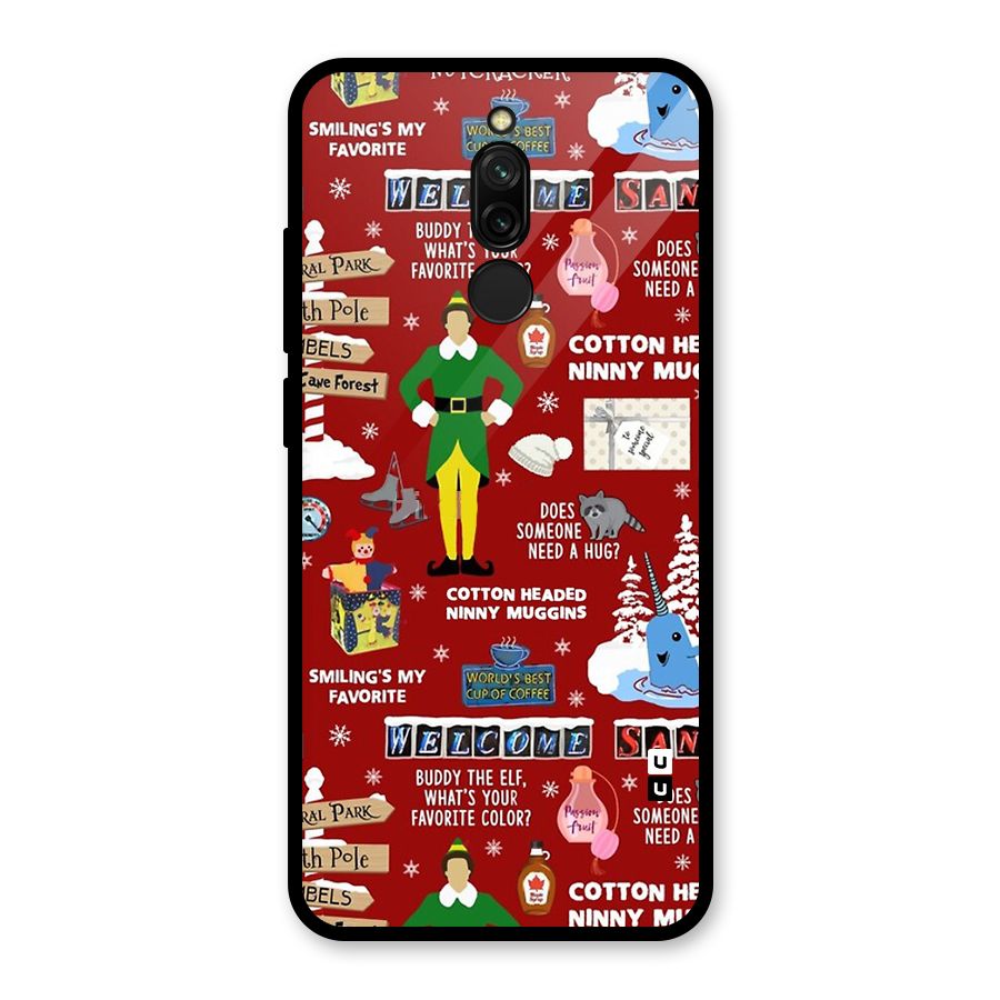 Christmas Cute Doodles Glass Back Case for Redmi 8